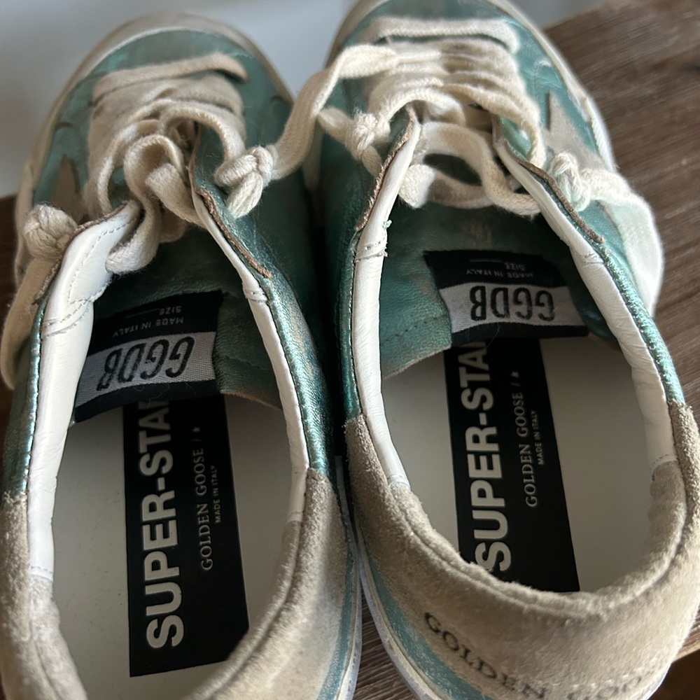 Golden Goose Shoes Sneakers Superstar metallic vintage mint teal like new - Picture 8 of 13